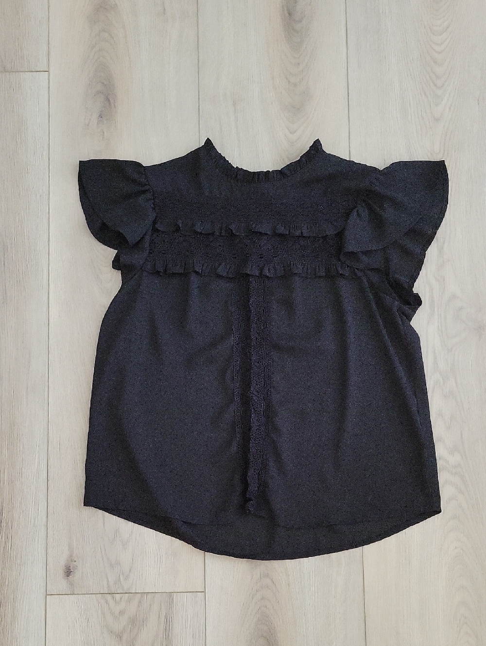 Haute Monde Black Ruffle Sleeve Blouse